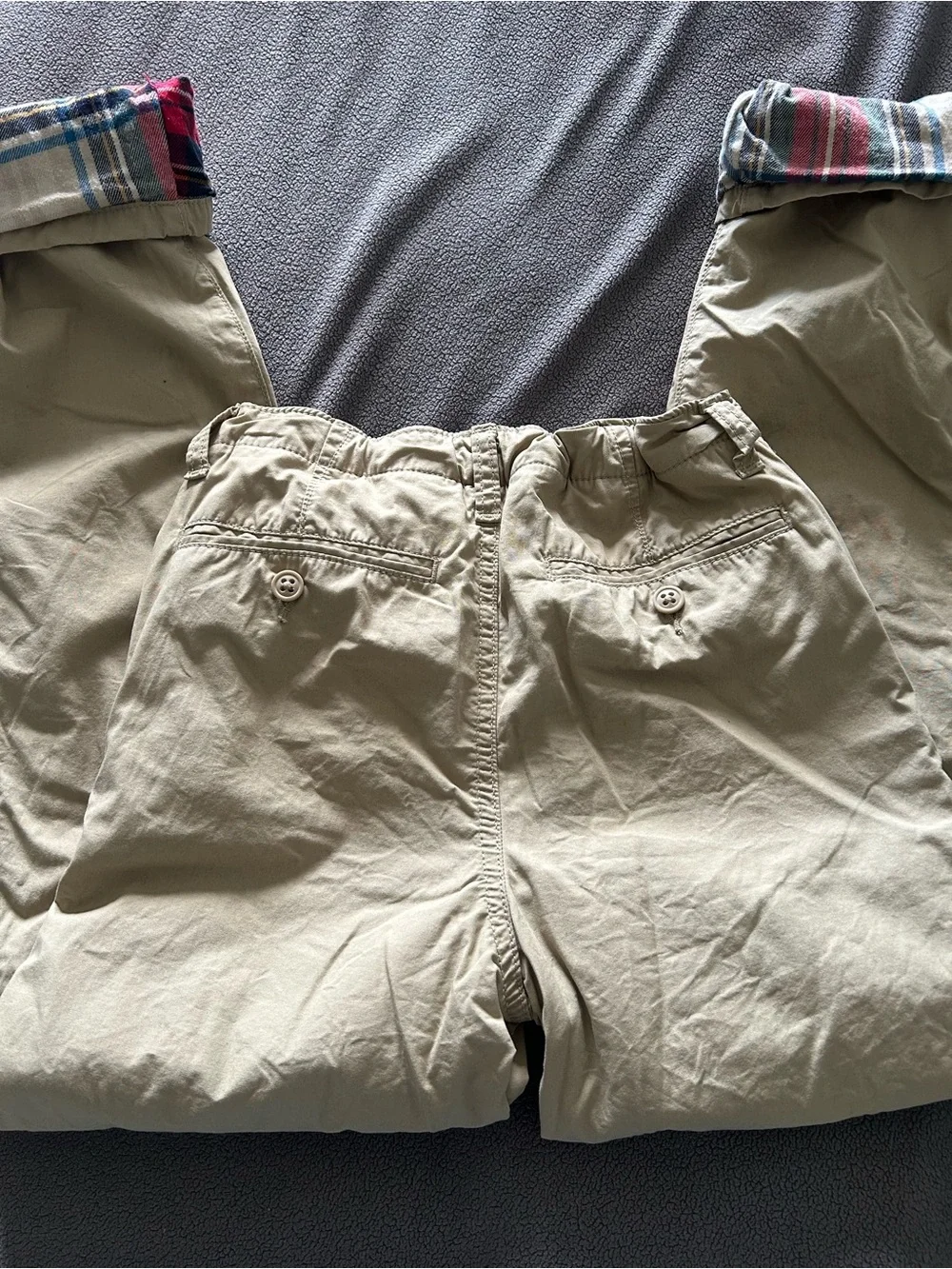 GAP Boys Tan Chinos with Plaid Flannel Lining